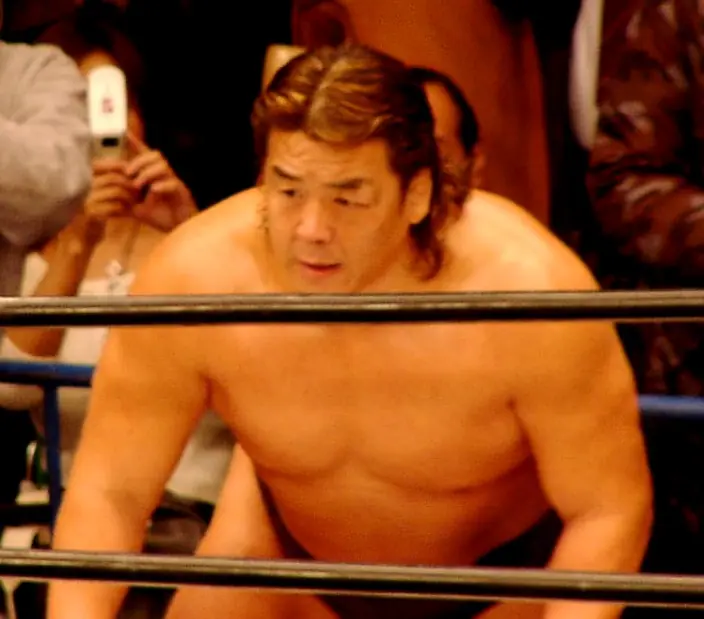 Riki Choshu crouched in the ring